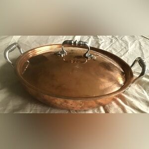 Ruffoni Opus Cupra 14 Inch Hammered Copper Serving Pan/Braiser with Lid
